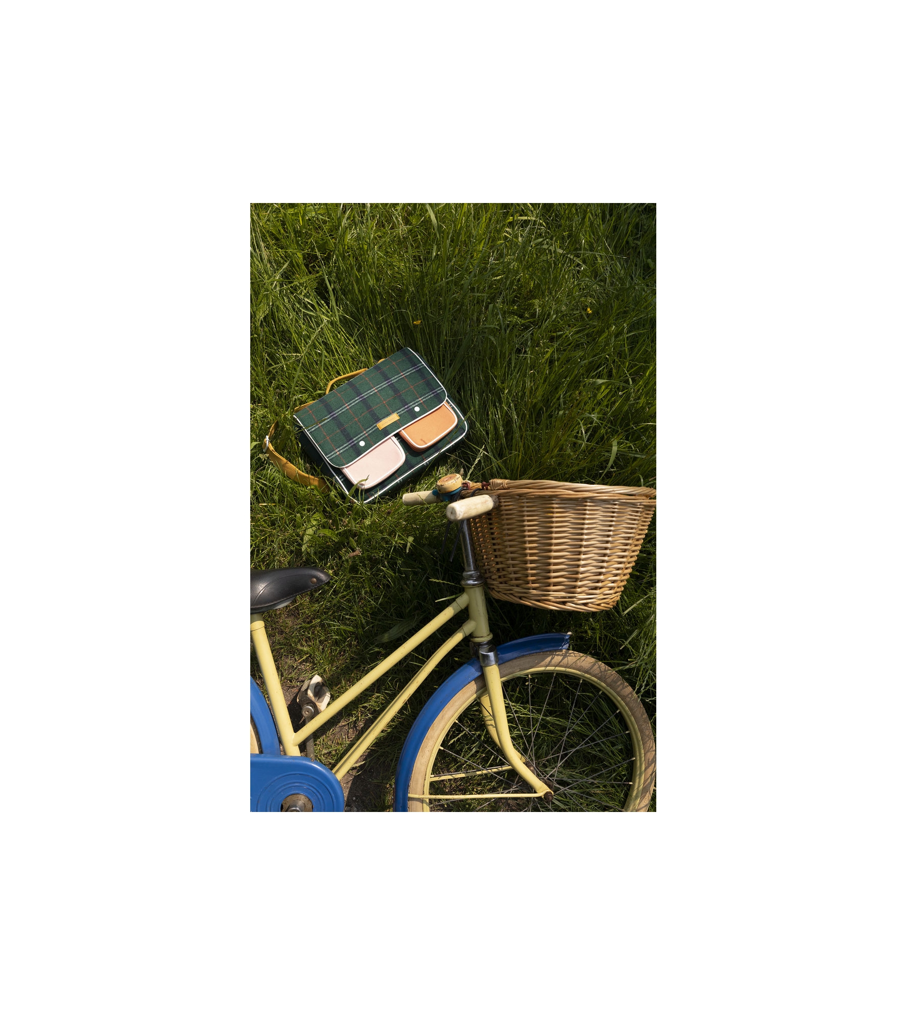 1801675 - Sticky Lemon - school bag - wanderer - forest green checks - style shot 03.jpg
