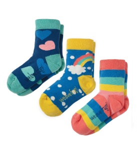 Frugi SUSIE sokid 3 paari / vikerkaarekirju komplekt